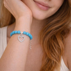 Silver and Pearl Heart Turquoise Bracelet