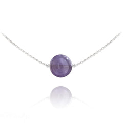 Sterling Silver choker necklace with genuine Swarovski Amethyst crystal and rhodium plated finish