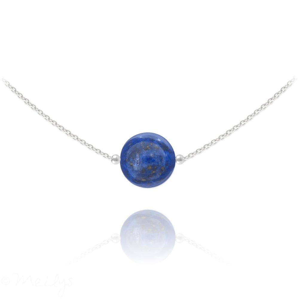 Sterling Silver choker necklace with genuine Swarovski Lapis Lazuli crystal and rhodium plated finish