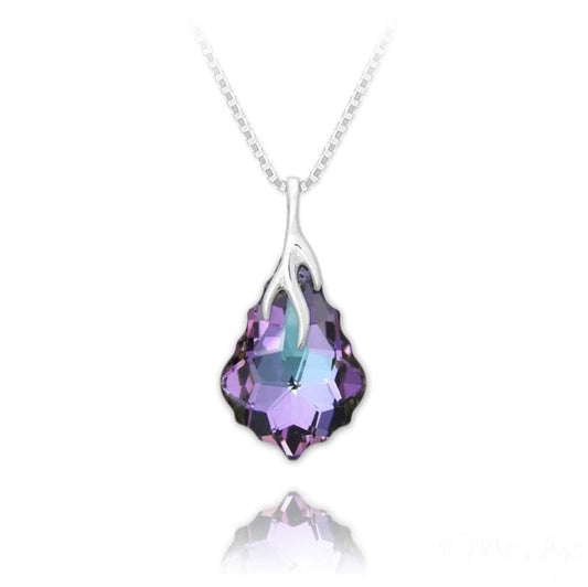 Sterling Silver baroque pendant necklace with Vitrail Light crystal and rhodium plated finish