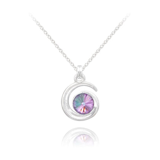 Sterling Silver moon pendant necklace with genuine Swarovski Vitrail Light crystal and rhodium plated finish