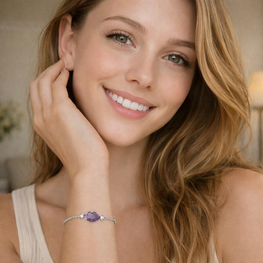 bracelet with a purple gemstone