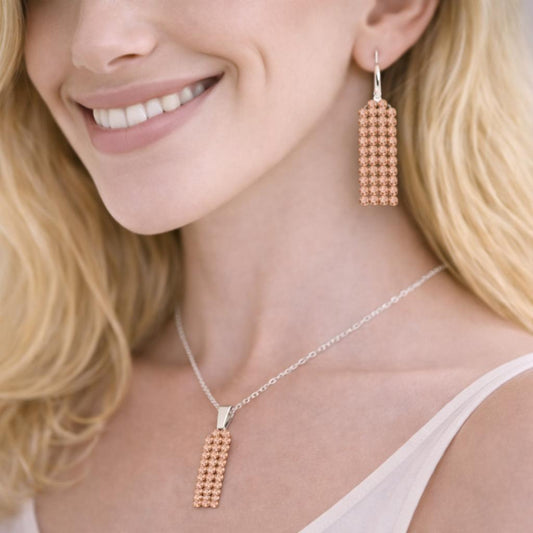 Silver Jewelry Set with  Rose Gold 