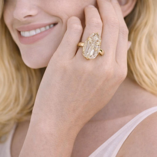 gold ring with a large diamond