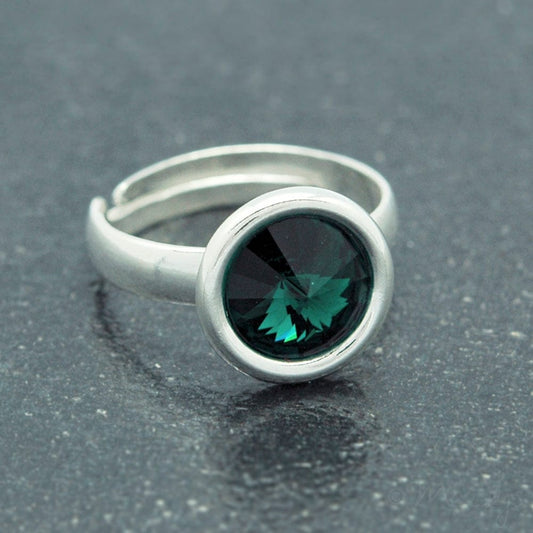Silver Emerald Ring With Crystal