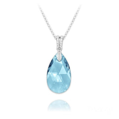 Silver Pear  Aqua Necklace for women