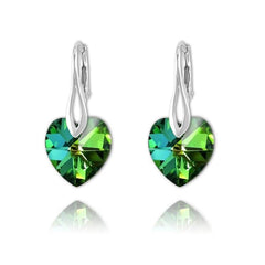 Sterling Silver heart earrings with Genuine Swarovski Vitrail Medium crystals and rhodium plated finish