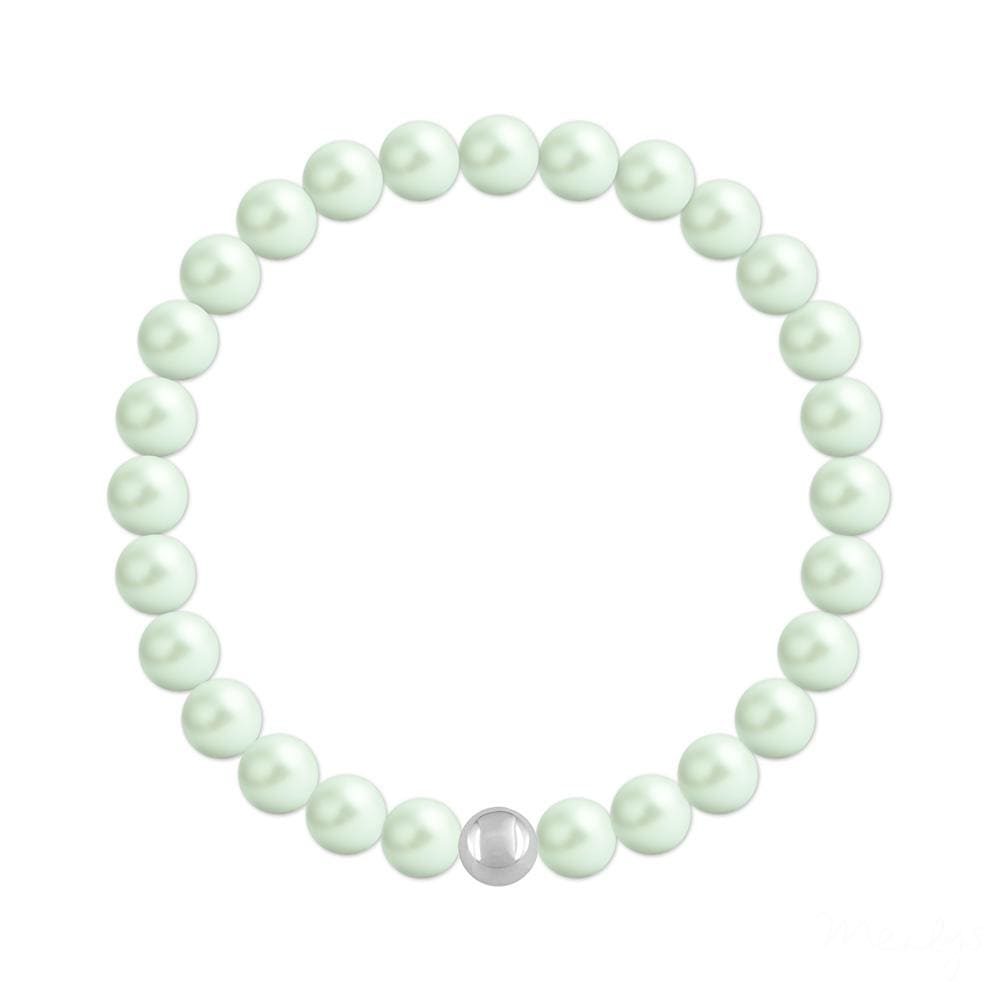 Sterling silver stretch bracelet with Genuine Swarovski Pastel Green crystal pearls