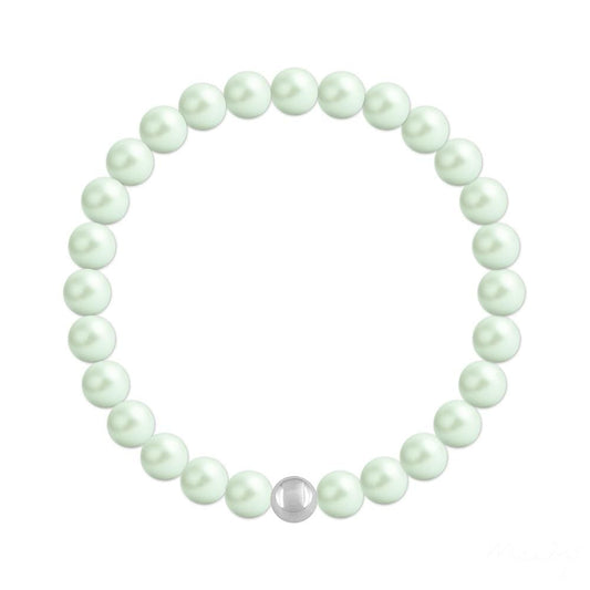 Sterling silver stretch bracelet with Genuine Swarovski Pastel Green crystal pearls