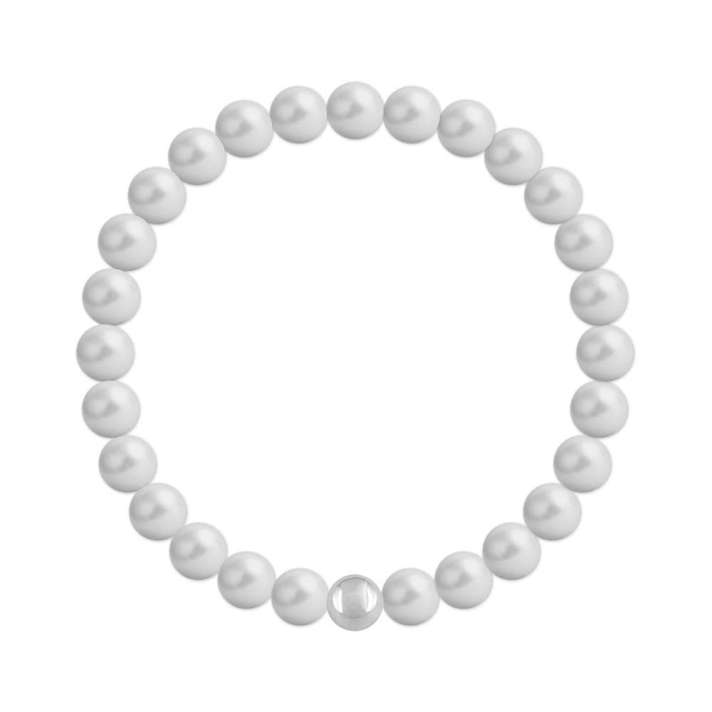 Sterling silver stretch bracelet with Genuine Swarovski pastel grey crystal pearls