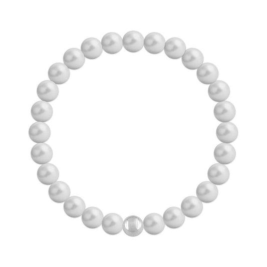 Sterling silver stretch bracelet with Genuine Swarovski pastel grey crystal pearls