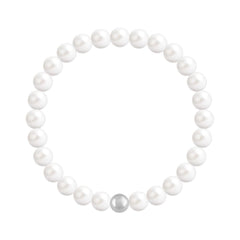 Sterling silver stretch bracelet with Genuine Swarovski ivory pearls and polished silver accent bead