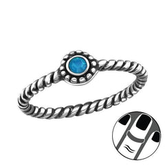 Silver Twist Blue Opal Midi Ring