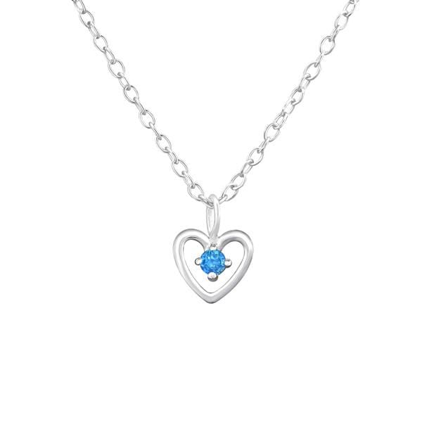 Silver Birthstone Heart Necklace