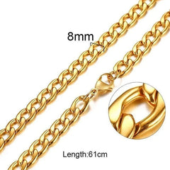 Mens Stainless Steel Gold Cuban Link Chain