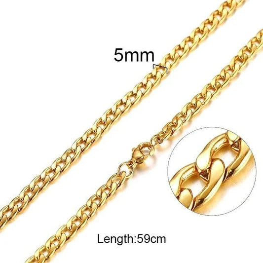 Mens Stainless Steel Gold Cuban Link Chain