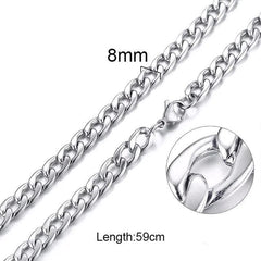 Mens Stainless Steel Silver Cuban Link Chain