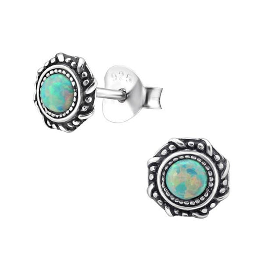 Sterling Silver Semi-precious Moon Yellow Ear Studs