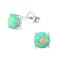 Silver Round Stud Earrings