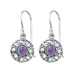 Sterling Silver Flower Earrings With Opal