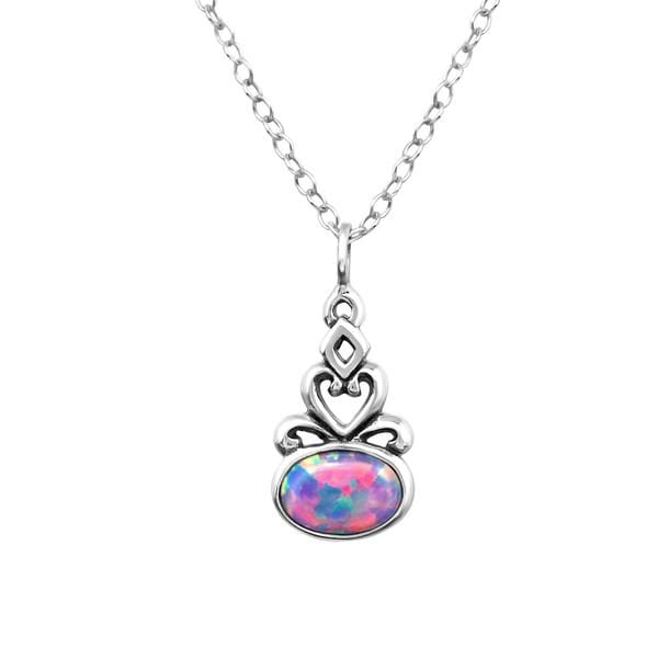 Studded Crystal Circle Necklace Multi Lavender