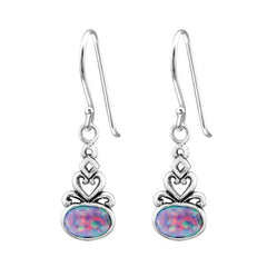 Silver Multi Lavender Opal Drop Earrings
