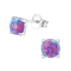 Silver Round Stud Earrings