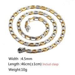 Stainless Steel Silver Gold Chain Necklace For Men