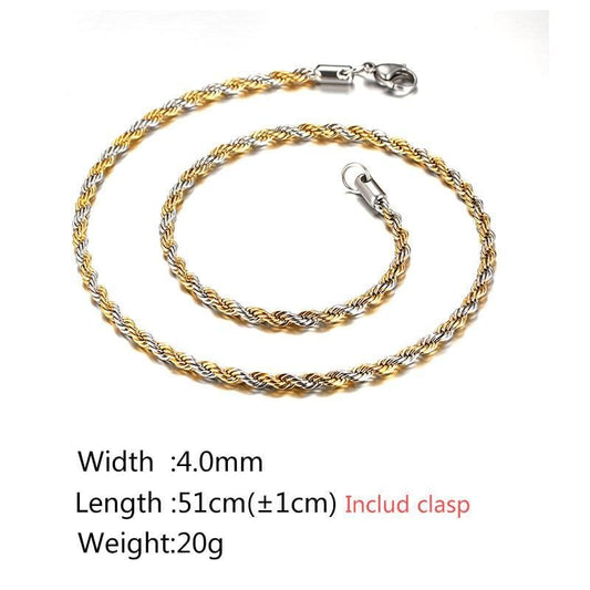 Stainless Steel Gold Rope Necklace for Smazon