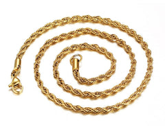 Stainless Steel Gold Rop Chain Necklace