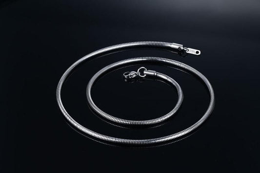 Silver Steel Snake Chain Necklace