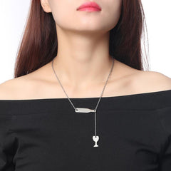 Wine Glass and Bottle Women Necklace