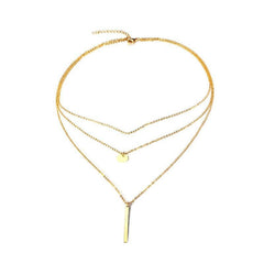 Stainless Steel Gold Bar Triple Layer Necklace