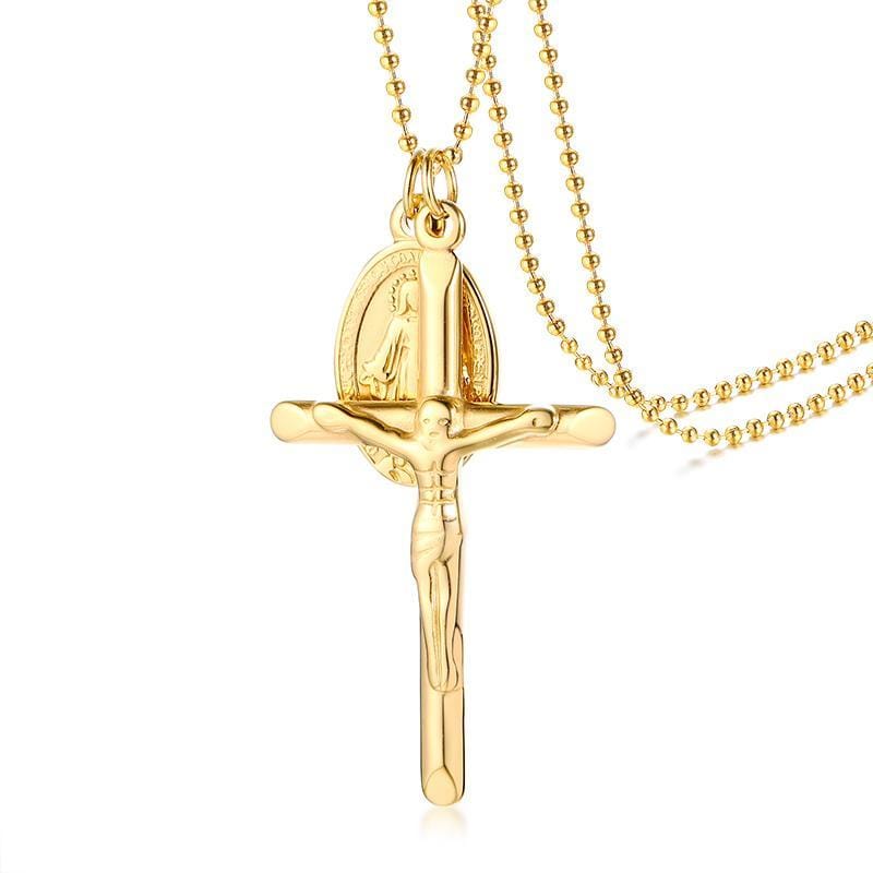 Stainless Steel Virgin Mary Cross Necklace For Women