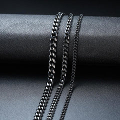 Stainless Steel Black Cuban Link Chain Necklace