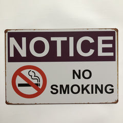 No Smoking Tin Sign Poster