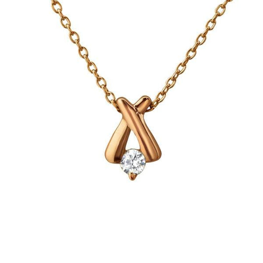 Silver Rose Gold Cross Necklace 