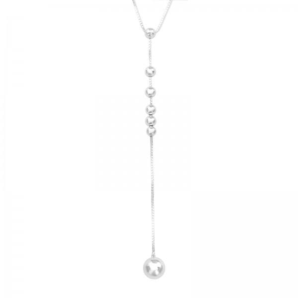 Silver Drop Ball Necklace