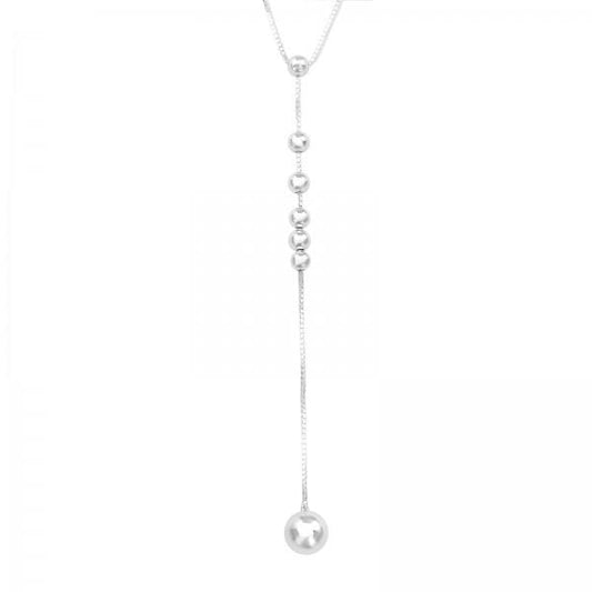 Silver Drop Ball Necklace