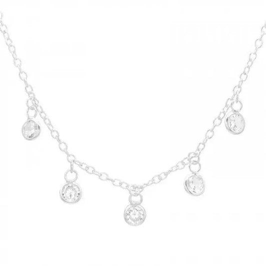 Silver Round Necklace with Cubic Zirconia