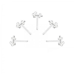 Set of 5 Silver Anchor Bend Nose Studs