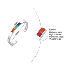 Stainless Steel Enamel Rainbow Cuff Bracelet