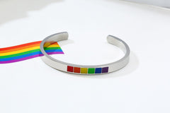 Stainless Steel Enamel Rainbow Cuff Bracelet