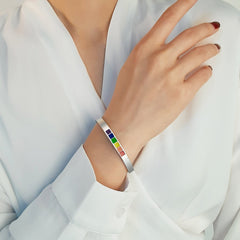 Stainless Steel Enamel Rainbow Cuff Bracelet