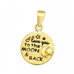 Gold "I Love You To The Moon & Back" Pendant