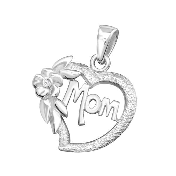 Silver Mom Heart Pendants