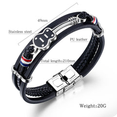 Steel Black Mens Leather Guitar Bracelet