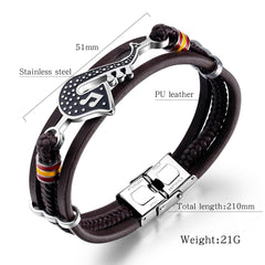 Steel Black Music Leather Bracelets