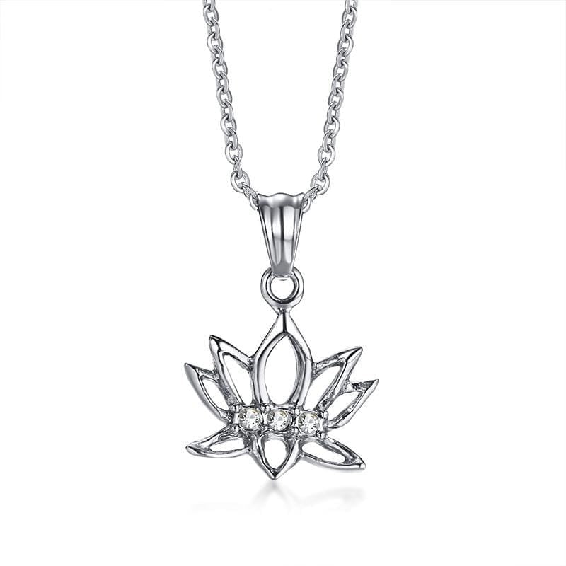 Stainless Steel Womens Lotus Flower Necklace