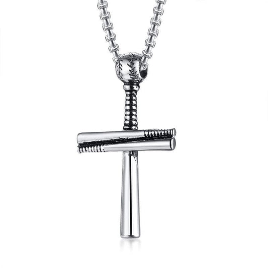 Stainless Steel Baseball Cross Christian Faith Necklace